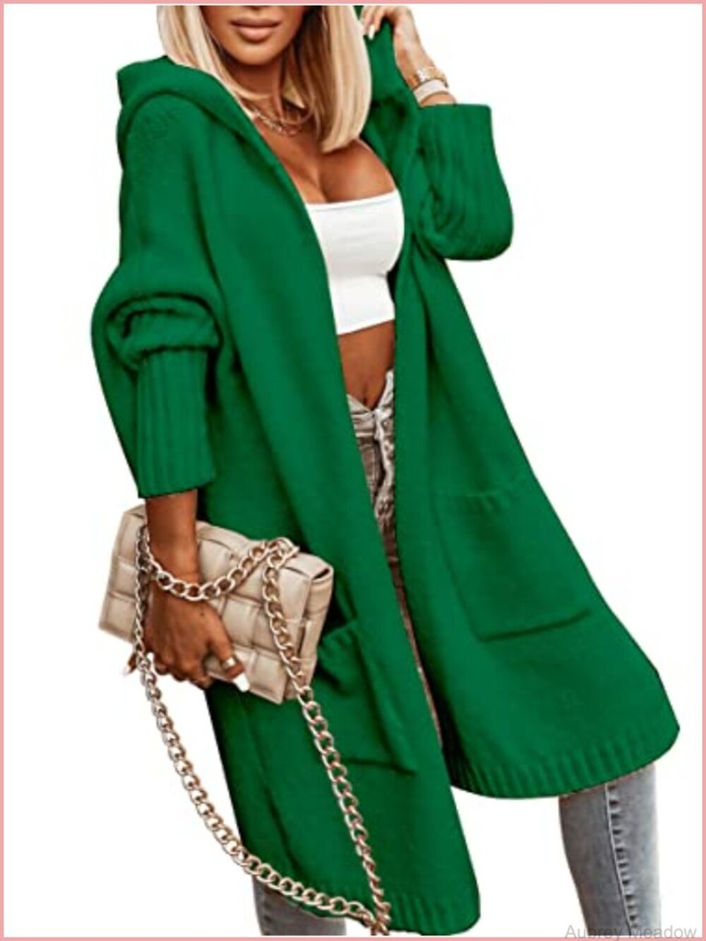 Women's Chunky Knit Long Cardigan Oversized Hooded Sweater Coat with Pockets